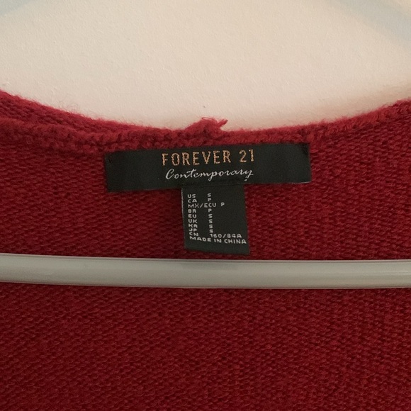 [S] F21 Red Hooded Cardigan - Picture 3 of 11